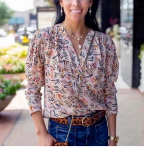 CAbi Tops - CAbi Top Women's Medium Marni Blouse Lightweight Front Crossover Flowy Vneck